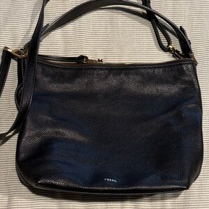 Fossil Black Leather Shoulder Bag
